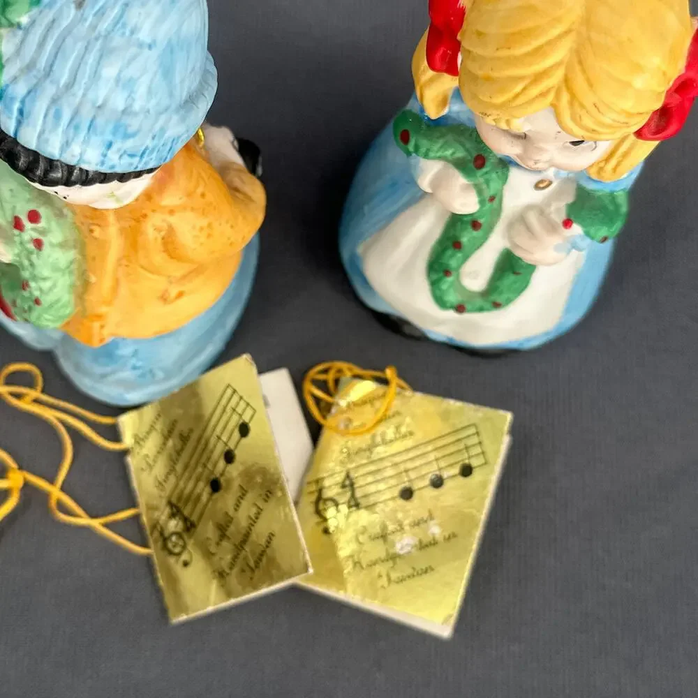 VTG 80s House of Lloyd Porcelain Bisque Bell Ornament Figures Boy Girl Christmas